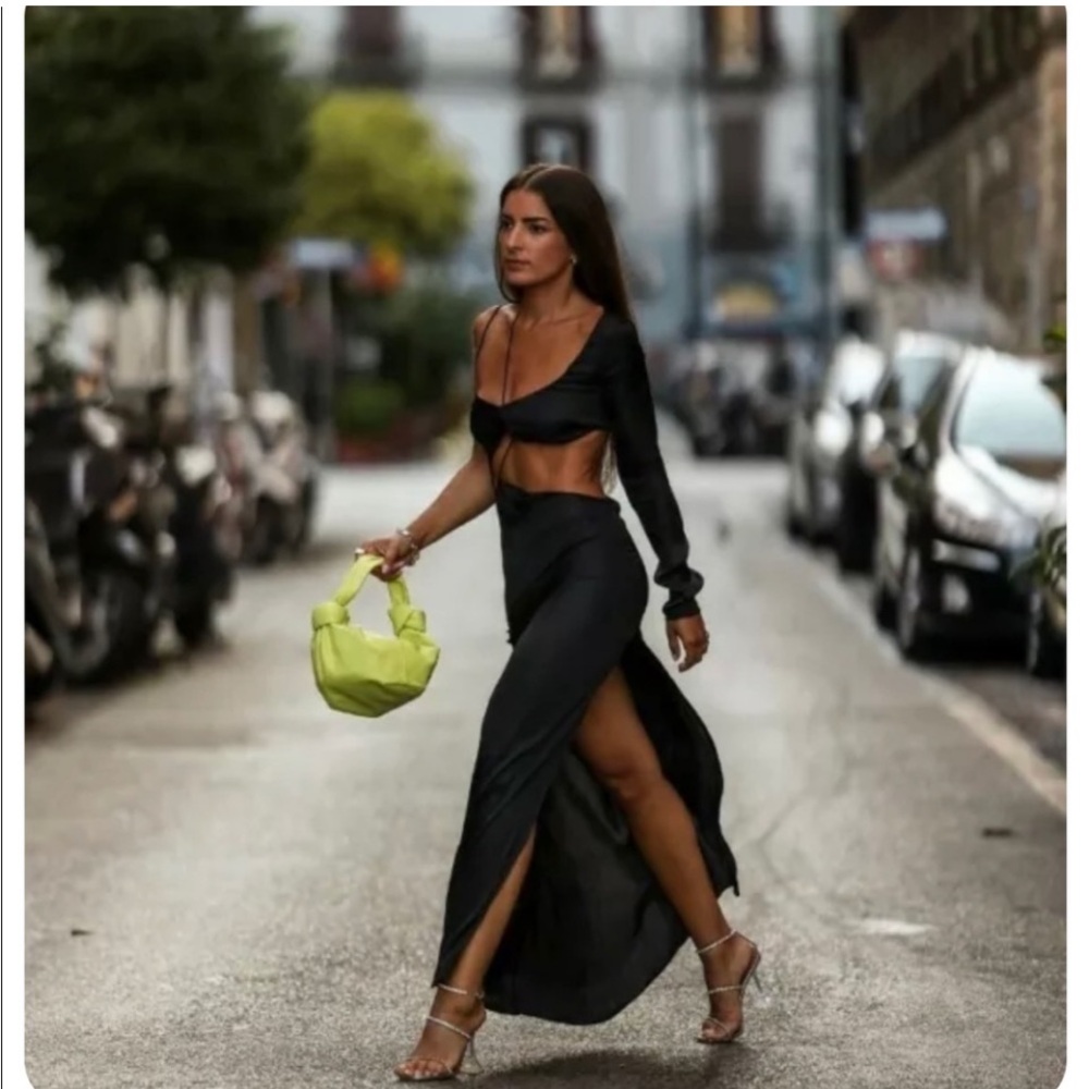 Elegant Black Evening Dress- Zara black cut out dress - sold out in stores